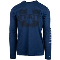 Men's U-State logo on left sleeve navy long sleeve t-shirt